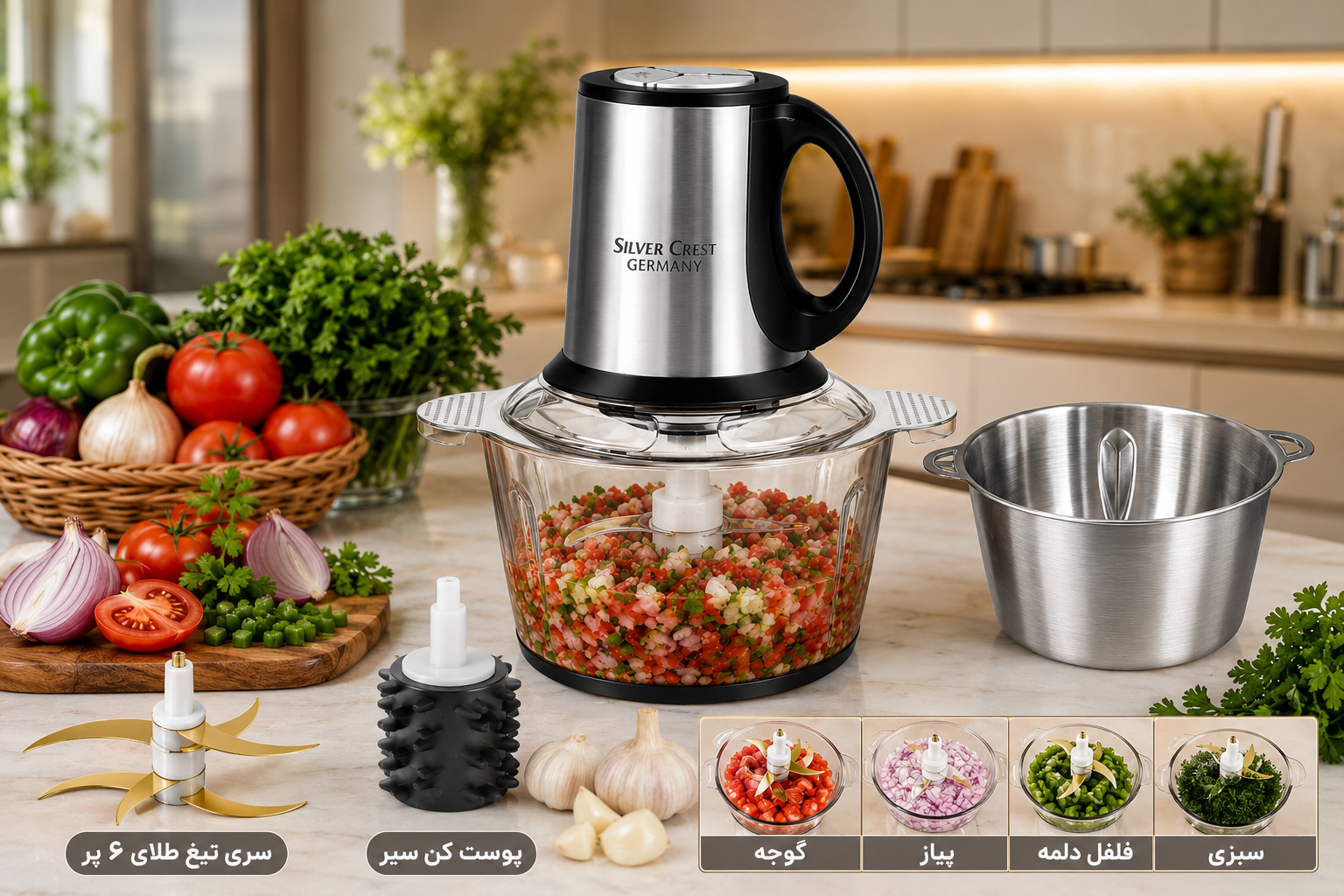 خردکن همه کاره اصلی سیلور کرست ‌دو‌کاسه مدل  SL-2024
